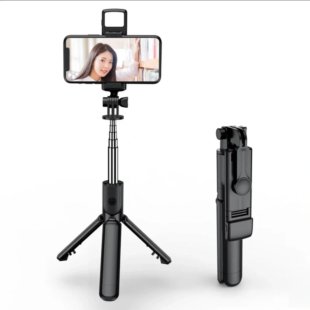 selfie stick foldable mini tripod with fill light shutter remote control for IOS